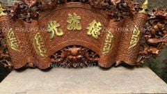 Cuốn Thư Câu Đối Gỗ Gụ Song Long Kích Thước Cuốn Thư 140*61*4 - Câu Đối 155*28*4 - Chữ Nho Đức Lưu Quang