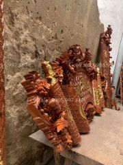 Cuốn Thư Câu Đối Gỗ Gụ Song Long Kích Thước Cuốn Thư 140*61*4 - Câu Đối 155*28*4 - Chữ Nho Đức Lưu Quang