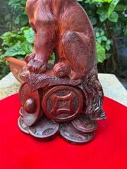Tượng Linh Vật - Cún xinh tài Lộc  Gỗ trắc việt liền 100%