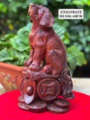 Tượng Linh Vật - Cún xinh tài Lộc  Gỗ trắc việt liền 100%