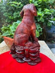 Tượng Linh Vật - Cún xinh tài Lộc  Gỗ trắc việt liền 100%