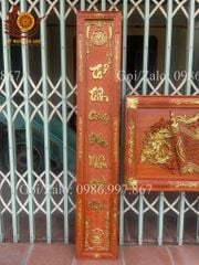 Hoành Phi Câu Đối Gỗ Quang Lưu Đức Dát Vàng Chữ Việt Kích Thước Hoành Phi 175*67*4 - Câu Đối 175*28*4 Gỗ Hương Đỏ