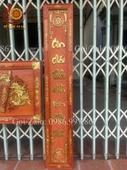 Hoành Phi Câu Đối Gỗ Quang Lưu Đức Dát Vàng Chữ Việt Kích Thước Hoành Phi 175*67*4 - Câu Đối 175*28*4 Gỗ Hương Đỏ