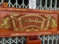 Hoành Phi Câu Đối Gỗ Quang Lưu Đức Dát Vàng Chữ Việt Kích Thước Hoành Phi 175*67*4 - Câu Đối 175*28*4 Gỗ Hương Đỏ