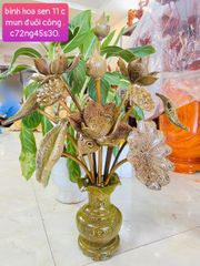 Bình Hoa Sen Gỗ Mun 11 Cành