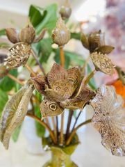 Bình Hoa Sen Gỗ Mun 11 Cành