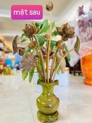 Bình Hoa Sen Gỗ Mun 11 Cành