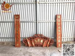 Cuốn Thư Câu Đối Gỗ Hương Đá Mai Hoá Rồng Kích Thước Cuốn Thư 155 nguyên khối