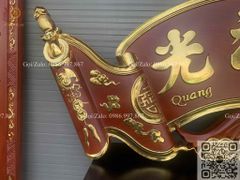 Cuốn Thư Câu Đối Liền Khối Đức Lưu Quang Dát Vàng Kích Thước Cuốn Thư 197*67*6 - Câu Đối 197*28*4 Gỗ Hương Đỏ