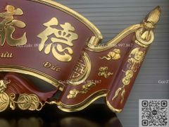 Cuốn Thư Câu Đối Liền Khối Đức Lưu Quang Dát Vàng Kích Thước Cuốn Thư 197*67*6 - Câu Đối 197*28*4 Gỗ Hương Đỏ
