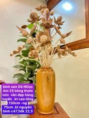 Bình Hoa Sen Gỗ Ngọc Am Cao Cấp Kích Thước Ngang 75 Cao 130
