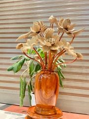 Bình Hoa Sen Gỗ Ngọc Am Cao Cấp Kích Thước Ngang 58 Cao 85 Sâu 35 Cm