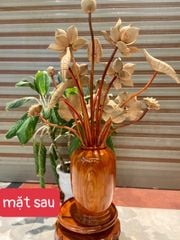 Bình Hoa Sen Gỗ Ngọc Am Cao Cấp Kích Thước Ngang 58 Cao 85 Sâu 35 Cm