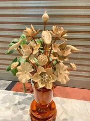 Bình Hoa Sen Gỗ Ngọc Am Cao Cấp Kích Thước Ngang 58 Cao 85 Sâu 35 Cm