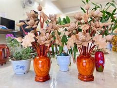 Bình Hoa Sen Gỗ Ngọc Am Cao Cấp Kích Thước Ngang 58 Cao 85 Sâu 35 Cm