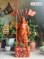 Tượng Phật - Quan Công Chống Đao Gỗ Hương Đá KT100-38-28