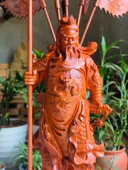 Tượng Phật - Quan Công Chống Đao Gỗ Hương Đá KT100-38-28