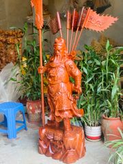 Tượng Phật - Quan Công Chống Đao Gỗ Hương Đá KT100-38-28