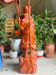 Tượng Phật - Quan Công Chống Đao Gỗ Hương Đá KT100-38-28