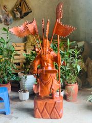 Tượng Phật - Quan Công Chống Đao Gỗ Hương Đá KT100-38-28