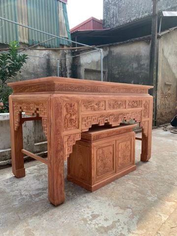 Bàn Thờ Đứng Gỗ Hương Đá Ngang 197cm, Tủ Cơm - Đục Truyện