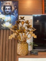 Bình Hoa Sen Gỗ Bách Xanh  Cao Cấp Kích Thước Ngang 62 Cao 85 Sâu 50 Cm