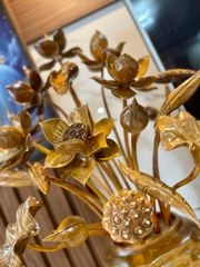 Bình Hoa Sen Gỗ Bách Xanh  Cao Cấp Kích Thước Ngang 62 Cao 85 Sâu 50 Cm