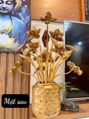 Bình Hoa Sen Gỗ Bách Xanh  Cao Cấp Kích Thước Ngang 62 Cao 85 Sâu 50 Cm