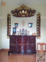 Cuốn Thư Câu Đối Gỗ Gụ Song Long Dát Vàng Theo Yêu Cầu Kích Thước Cuốn Thư 197*87*4 - Câu Đối 197*28*4