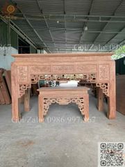 Bàn Thờ Đứng Gỗ Hương Đá Ngang 197cm - Đục Truyện