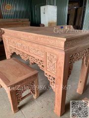 Bàn Thờ Đứng Gỗ Hương Đá Ngang 197cm - Đục Truyện