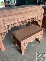 Bàn Thờ Đứng Gỗ Hương Đá Ngang 197cm - Đục Truyện