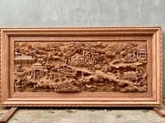Tranh Gỗ Đồng Quê Kích Thước 217*107*9 Cm Gỗ Hương Đá