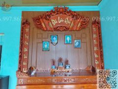 Cuốn Thư Câu Đối Gỗ Hương Đỏ Chữ Việt Đức Lưu Quang Kích Thước 1m97