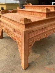 Bàn Thờ Đứng Gỗ Hương Đá Ngang 197cm Tam Cấp - Đục Truyện