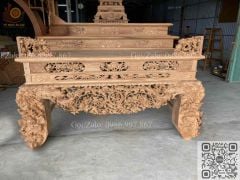 Bàn Thờ Đứng Gỗ Hương Đá Ngang 197cm Tam Cấp - Đục Mai Đào