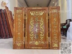 Cửu Huyền Thất Tổ Gỗ Kích Thước 108*108 Cm Gỗ Gõ Đỏ Nguyên Tấm Dát Vàng