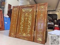 Cửu Huyền Thất Tổ Gỗ Kích Thước 108*108 Cm Gỗ Gõ Đỏ Nguyên Tấm Dát Vàng