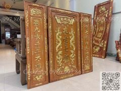 Cửu Huyền Thất Tổ Gỗ Kích Thước 108*108 Cm Gỗ Gõ Đỏ Nguyên Tấm Dát Vàng