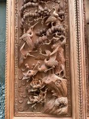 Tranh Tứ Quý Gỗ  Kích Thước ngang 47cm, cao 137cm, dày 8cm Gỗ Hương Đá