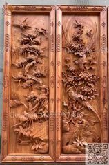 Tranh Tứ Quý Gỗ Tùng Cúc Trúc Mai Kích Thước 127*42*5 Cm Gỗ Hương Đá