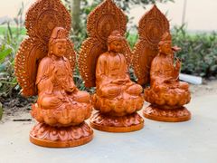 Tượng Phật - Tam Thánh Gỗ Hương Đá Cao 38 cm