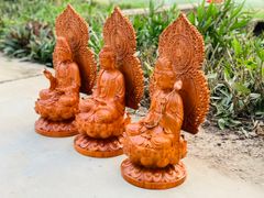 Tượng Phật - Tam Thánh Gỗ Hương Đá Cao 38 cm