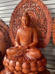 Tượng Phật - Phật Thích Ca Mâu Ni Cao  80cm + Quạt Gỗ Hương Đá