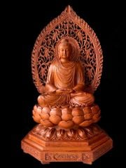 Tượng Phật - Phật Thích Ca Mâu Ni Cao  80cm + Quạt Gỗ Hương Đá