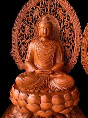Tượng Phật - Phật Thích Ca Mâu Ni Cao  80cm + Quạt Gỗ Hương Đá