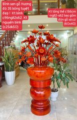 Bình Hoa Sen Gỗ Hương Đỏ Cao 96 - 35 Bông