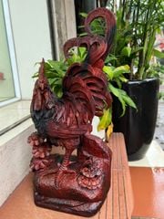 Tượng Linh Vật - Gà Trống Cao 42cm, Rộng 20 cm, Sâu 14 cm, Gỗ Trắc Việt