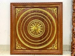 Tranh Trống Đồng Bằng Gỗ Bản Đồ Việt Nam Kích Thước 89*89 Cm Dát Vàng- Không bản đồ