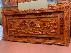 Tranh Gỗ Đồng Quê Kích Thước 155*79*4 Gỗ Hương Đỏ